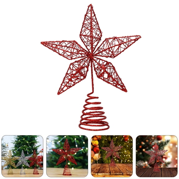 LITINKIMI 1Set Christmas Style Tree Star Red Iron Five Pointed Star Hanging Decoration