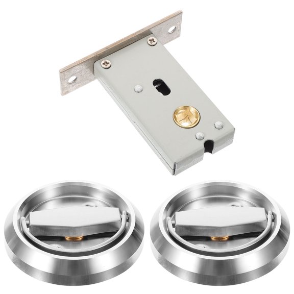 LITINKIMI 1Set Easy Install Pocket Door Lock Hardware with Metal Invisible Lock in Plated Silver Finish