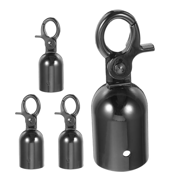 LITINKIMI 1Set Elegant Black Metal Cord End Caps with Rope Hook for Crowd Control and Safety Barriers