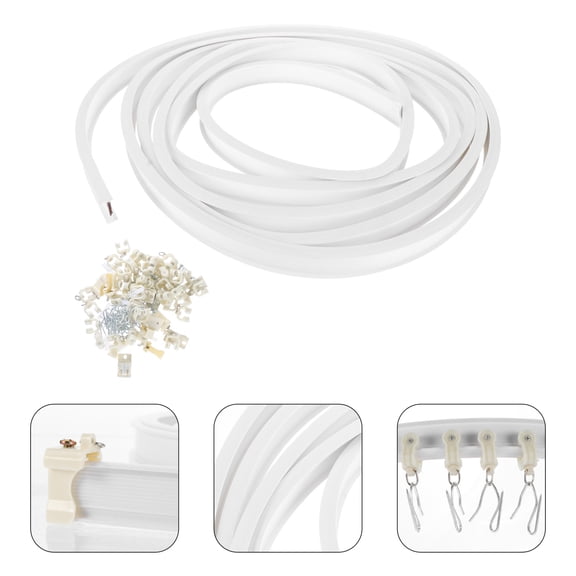 LITINKIMI Flexible Curtain Rail Track Set, White Curved Ceiling Mount, Window Curtain Hardware for Home Use