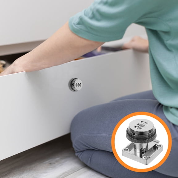 LITINKIMI 1Set Heavy Duty Plated Silver Metal Lock for Cabinet Drawers and Showcase Security
