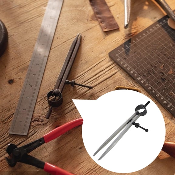 LITINKIMI 1Set Iron Professional Leather Craft Compass Measuring Tool for Woodworking Projects