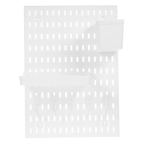 LITINKIMI 1Set Plastic White Pegboard Wall Organizer with Hooks for Kitchen and Home Storage