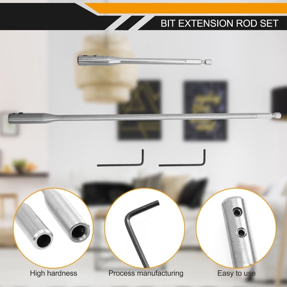 LITINKIMI 1Set Plated Silver Drill Bit Extension Bar Set for Easy Access to Bolts and Screws in Carpentry