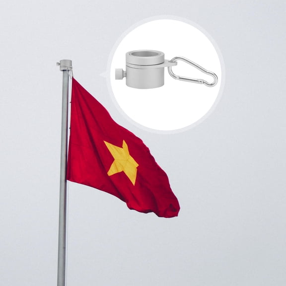 LITINKIMI 1Set Rotating Flagpole Ring Silver Aluminum Alloy Clip for Flag Display