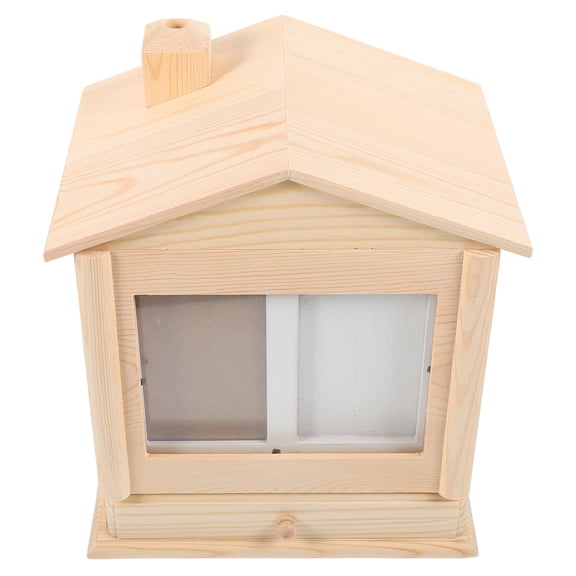 LITINKIMI 1Set Wooden Urn Box for Ash Storage Brown House Design Elegant Memorial Keepsake 9.8x9x6in