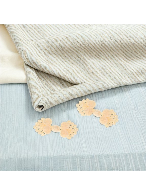 20Pairs Beige Frog Closures Handcrafted Chinese Knot Buttons for Clothing Sewing
