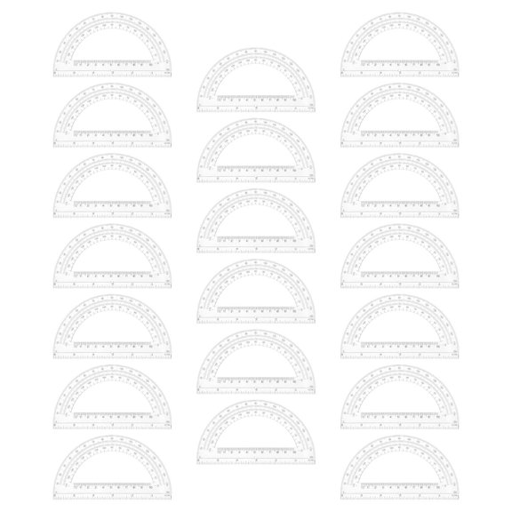LITINKIMI 20Pcs Dual Scale Transparent Geometry Protractor Plastic Semicircle for Accurate Angle Measurement