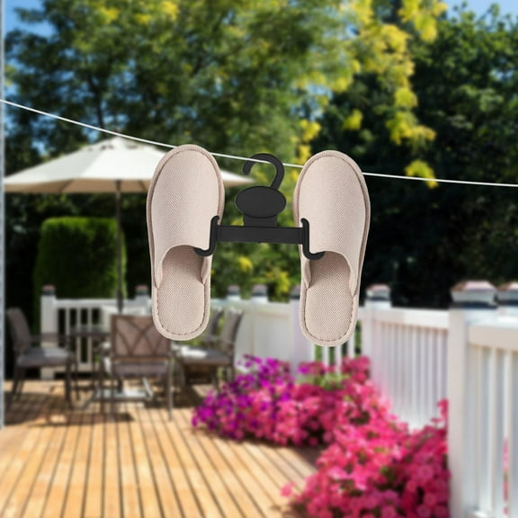 LITINKIMI 20Pcs Multi-functional Slipper Hanger Hooks for Shoe Rack Hanging Space-saving Black Plastic