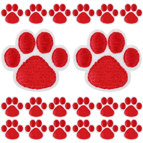 LITINKIMI 20Pcs Paw Print Embroidered Sew on Patches for Clothing DIY Craft Appliques for Jeans Hats Backpacks and Jackets