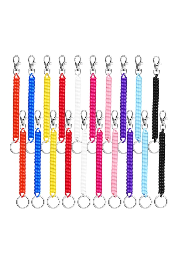 20Pcs Spring Coil Keychain Secure Holding Plastic Assorted Color for Bag and Phone