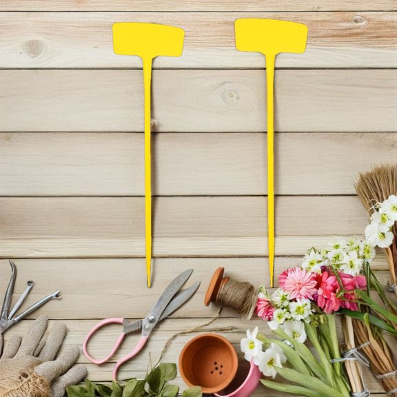 LITINKIMI 20Pcs Yellow Plant Labels for Garden Unique Slanted Design Durable Arch Shape Outdoor Markers