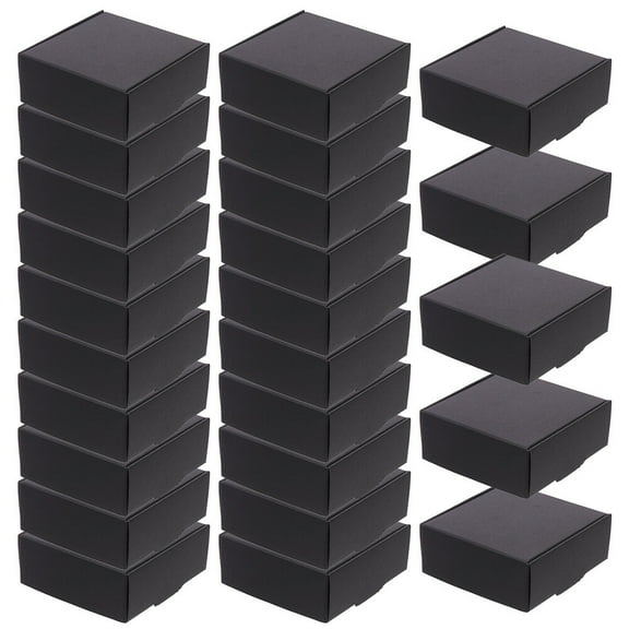 LITINKIMI 25Pcs Black Paper Storage Boxes Anti Falling Shipping Boxes with Smooth Neat Edges