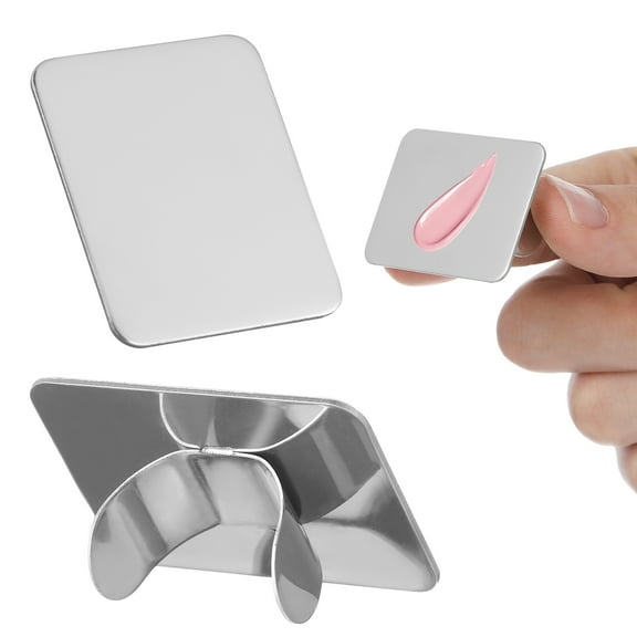 LITINKIMI 2PCS Stainless Steel Nail Art Palettes with , Makeup Mixing Palette for Nail Design and Paint Color Blending Tool