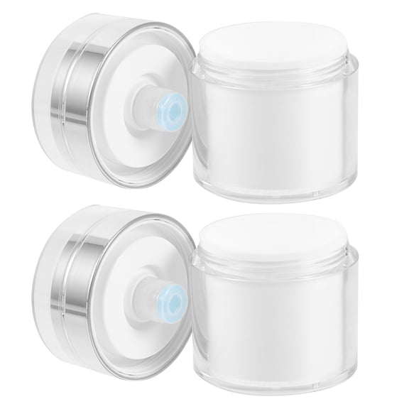 LITINKIMI 2Pcs Airless Pump Jar White Vacuum Press Container for Skincare Product Storage