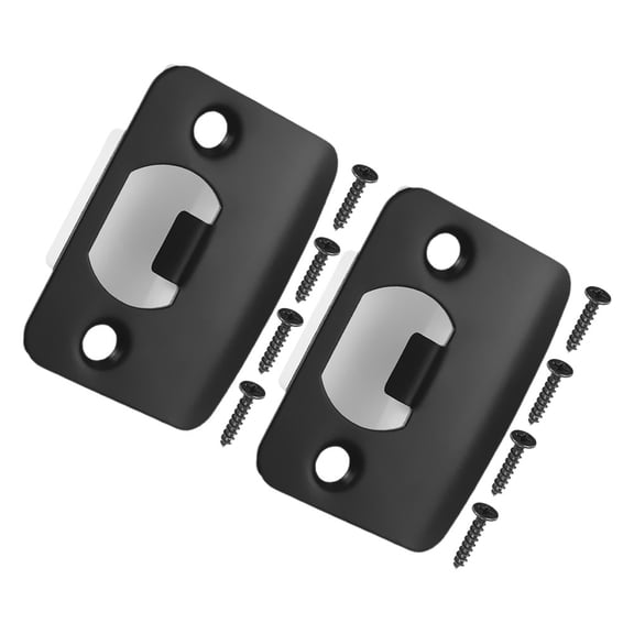 LITINKIMI 2Pcs Black Door Deadbolt Strike Plate for Offices and Shops with Robust Sturdy Construction