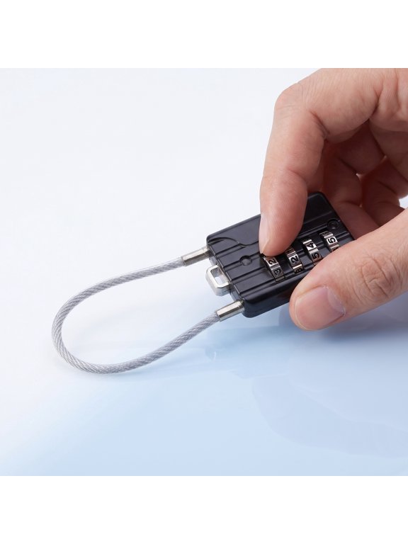 Black Steel Cable Combination Padlock, Resettable Code, Ideal for Home Security