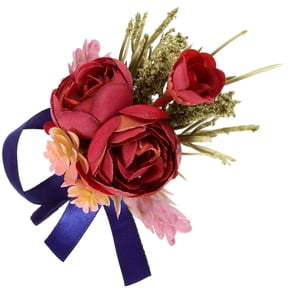 LITINKIMI Set of 2 Red Artificial Flower Boutonnieres Groom Corsage for Wedding Party Decoration