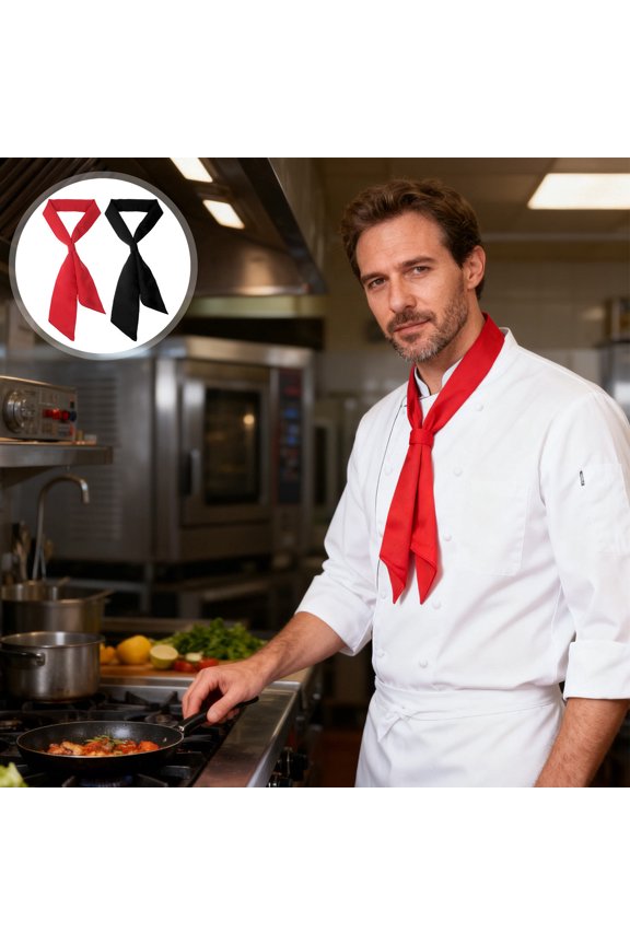 2Pcs Chef Neckerchief for Kitchen Work Professional Cooking Scarf for Restaurant Staff