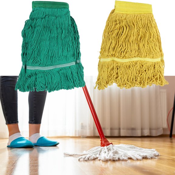 LITINKIMI 2Pcs Cloth Mop Refill Replacement Cotton Yarn Quick Drying Yellow Household Cleaning Supplies