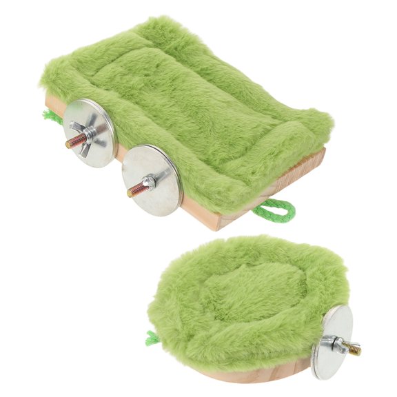LITINKIMI 2Pcs Cozy Green Bird Nest Bed with Thick Plush Warm Hammock for Small Pet Birds