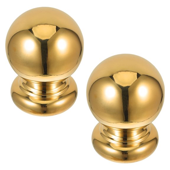LITINKIMI 2Pcs Easy Attach Golden Metal Finials for Stair Railings Fence Posts and Curtain Rod Ends
