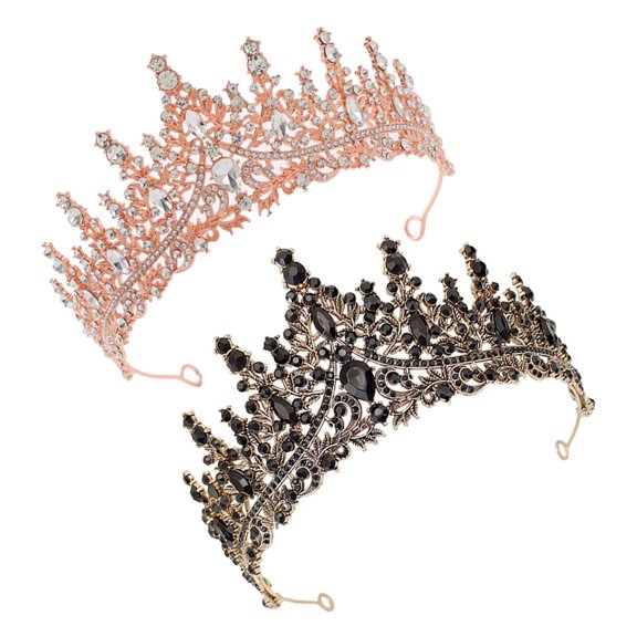 LITINKIMI 2Pcs Elegant Rhinestone Crown for Wedding Bride Decorative Hair Accessories