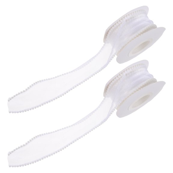 LITINKIMI 2Pcs Elegant White Fishtail Organza Ribbon for Birthday Wrapping and Seasonal Craft Projects