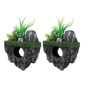 LITINKIMI 2Pcs Floating Resin Rock Aquarium Decor with Realistic Texture for Natural Fish Tank Landscape