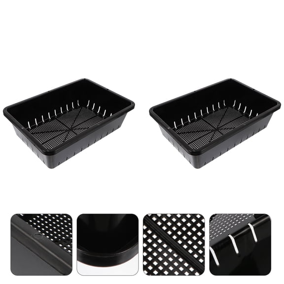 LITINKIMI 2Pcs Starter Tray Kit Black Plastic Propagation Trays with High Bottom Design for Better Drainage