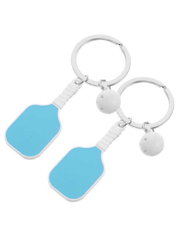 Pickleball Keychain Blue Zinc Alloy Sporty Design for Fans and Players 2Pcs