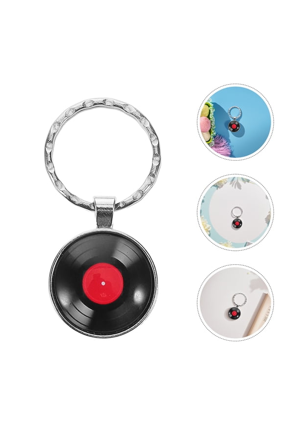2-Pack Multi-Color Metal Vinyl Record Pendant Keychains for Backpacks, Bags, and Accessories