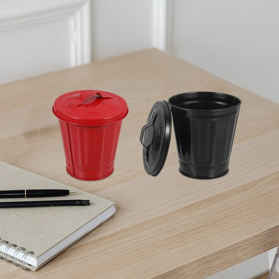 LITINKIMI 2Pcs Multi-Functional Storage Holder Desktop Trash Can Galvanized Iron For Home Users 9.3X9.3X9.3in
