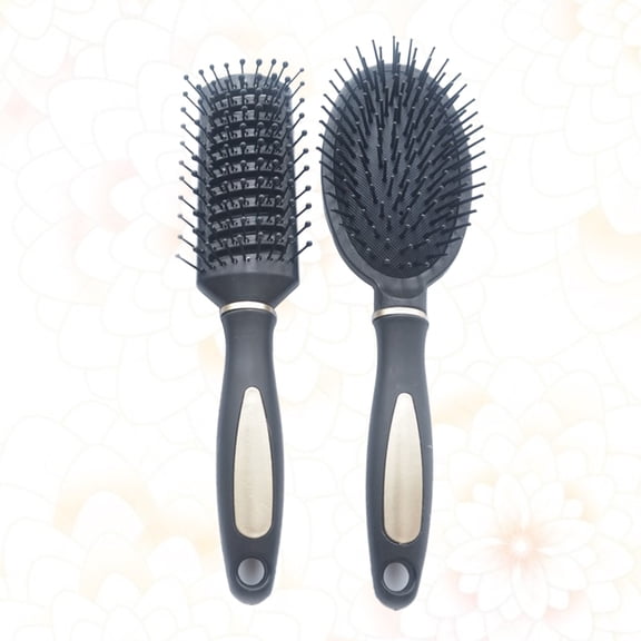 LITINKIMI 2Pcs Portable Plastic Comb Black Rib Comb with Scalp Stimulating Massage Feature