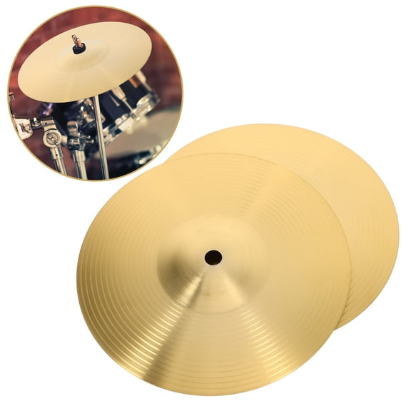 LITINKIMI 2Pcs Practice Drum Cymbals Golden Metal Drum Set Crash Cymbals for Portable Use