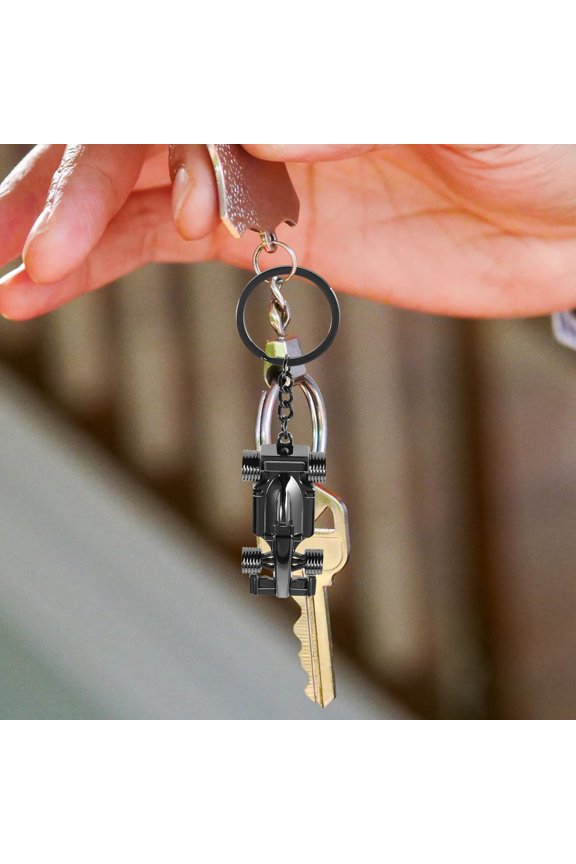 2-Pack Racing Car Keychains Metal Key Holder Black Stylish Hollow Design Accessories