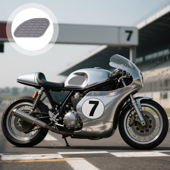 LITINKIMI 2Pcs Rubber Motorcycle Tank Side Stickers Grey Vintage Design Gas Tank Protector