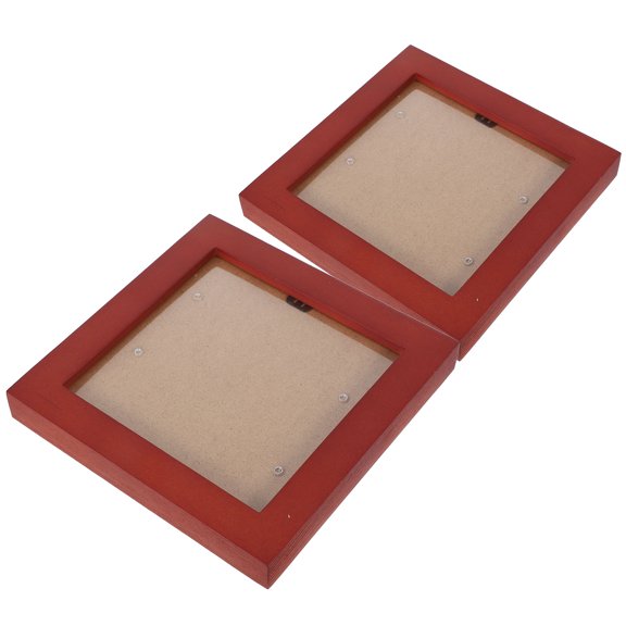 LITINKIMI 2Pcs Rustic Dark Red Wood Frame for Calligraphy Painting and Music Disc Storage Display