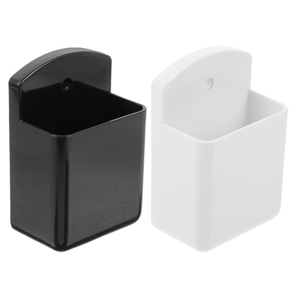LITINKIMI 2Pcs Self Adhesive Remote Holder White Plastic Wall Mounted Storage Box for Fan Ac Controllers