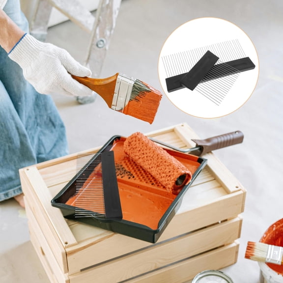 LITINKIMI 2Pcs Stainless Steel Paint Brush Comb with Ergonomic Handle for Home Wall Texture and Graining