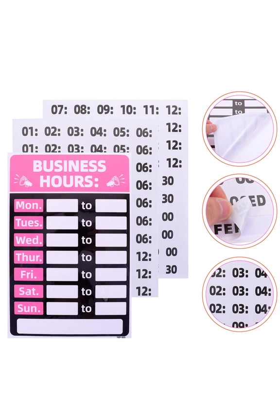 2Pcs Waterproof Business Hours Sign Pink PVC Rectangle For Store