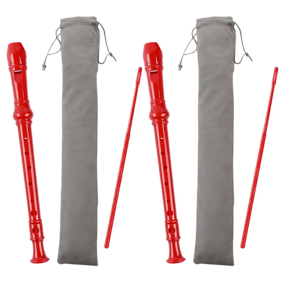 LITINKIMI 2-Pack Red Soprano Recorder for Beginners, ABS Plastic with Protective Fabric Carrying Pouch