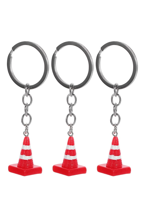 3-Pack Road Cone Keychains in , Resin Alloy Key Holders for Car, Home, and Work Keys