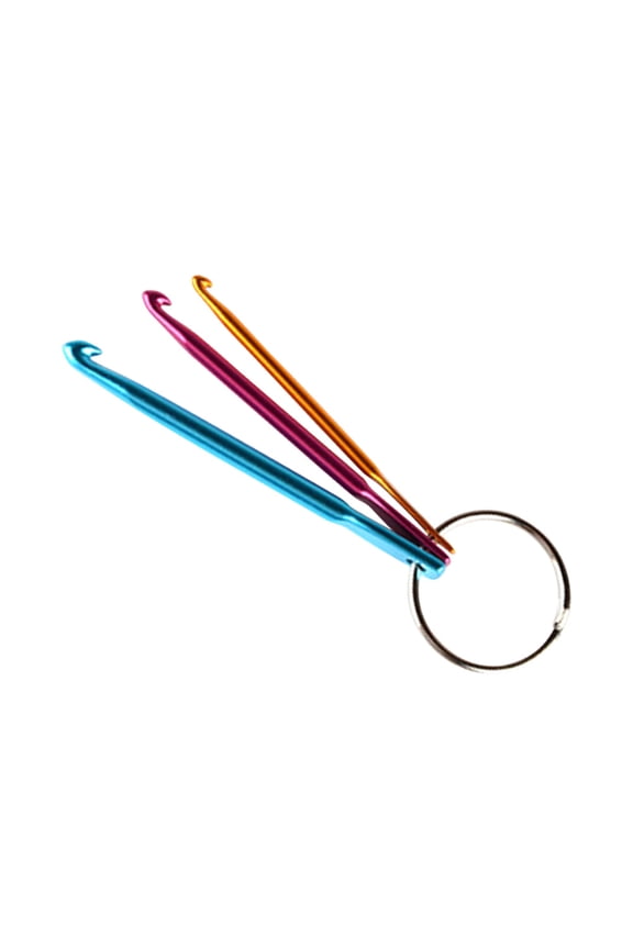 Aluminum Crochet Hook Set, 3-Piece Lightweight Multi-Color Keychain for Sewing and Crafting