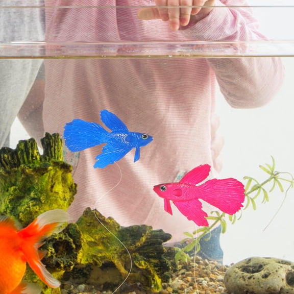 LITINKIMI 3Pcs Betta Fish Tank Ornament with Luminous Plastic Floating Fish Realistic Aquarium Decor