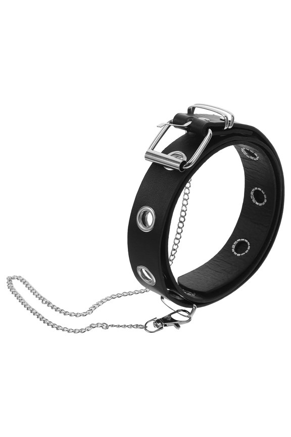 3Pcs Black Punk Belt with Metal Rivets Chain for Goth and Retro Looks