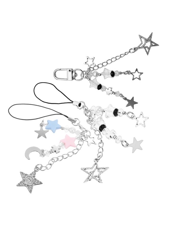 3-Pack Star Phone Charms with Keychain Pendant for Mobile Phones, Stylish and Accessories