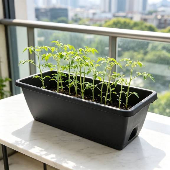 LITINKIMI Resin Rectangular Planter, Dark Grey, Built-in Drainage, Ideal for Indoor Home Decor, 3Pcs