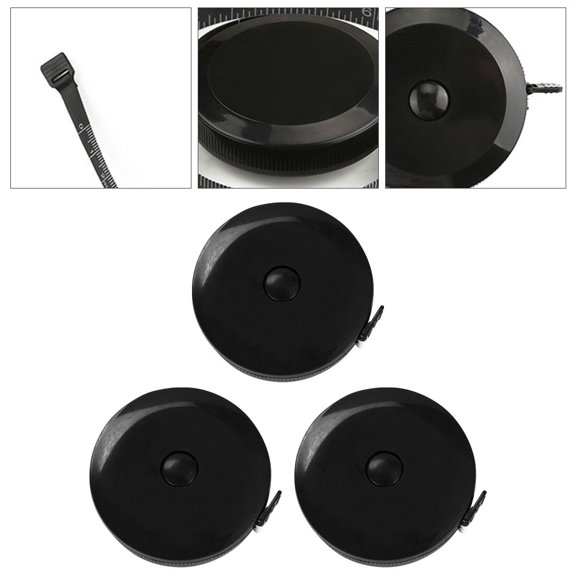 LITINKIMI 3Pcs Retractable Tape Ruler Black Plastic for Store Use Technology Field