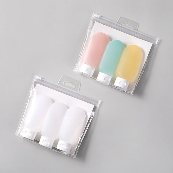 LITINKIMI White PE Refillable Travel Toiletries Containers, 3-Pack Squeeze Bottles for Shampoo, Lotion, and Conditioner